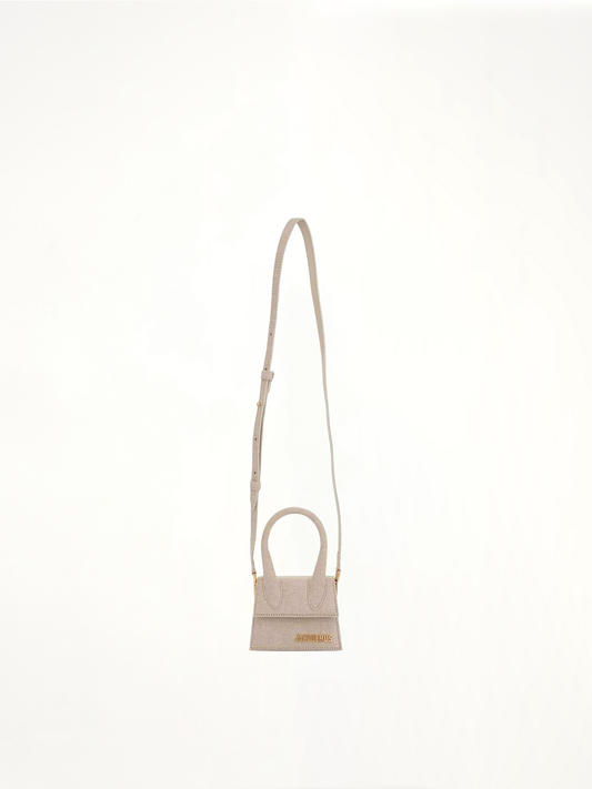 Le Chiquito Mini Leather Bag in Light Grey