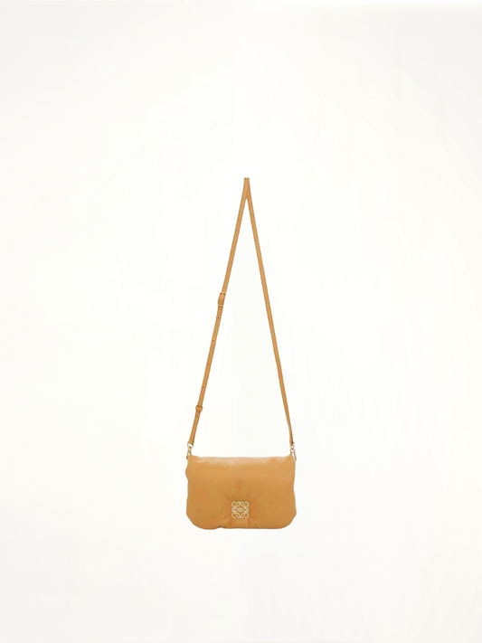Mini Puffer Goya Bag in Shiny Nappa Lambskin in Camel