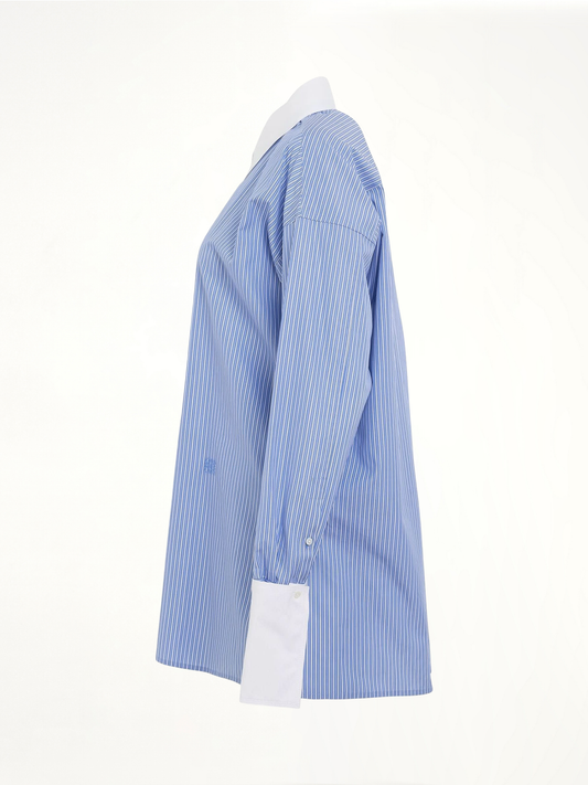 Stripe Long Shirt in Blue/White