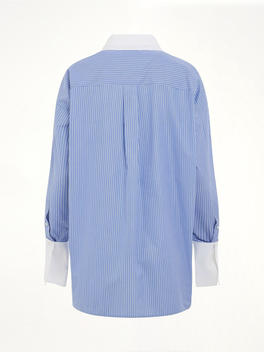 Stripe Long Shirt in Blue/White