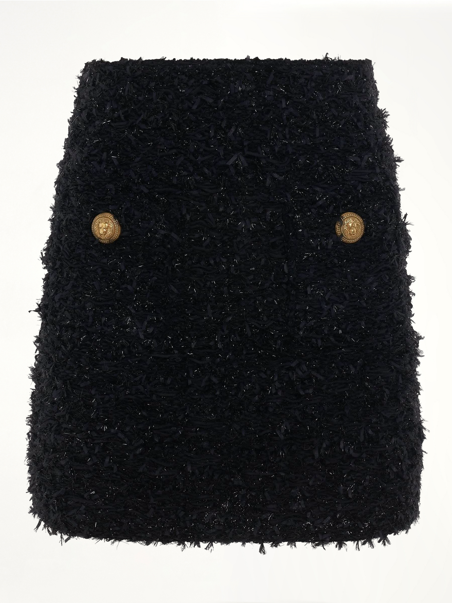 High Waisted 2 Pockets Tweed Short Skirt in Black