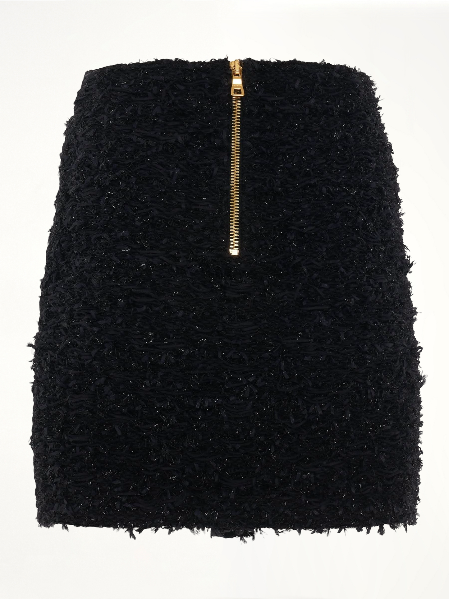 High Waisted 2 Pockets Tweed Short Skirt in Black