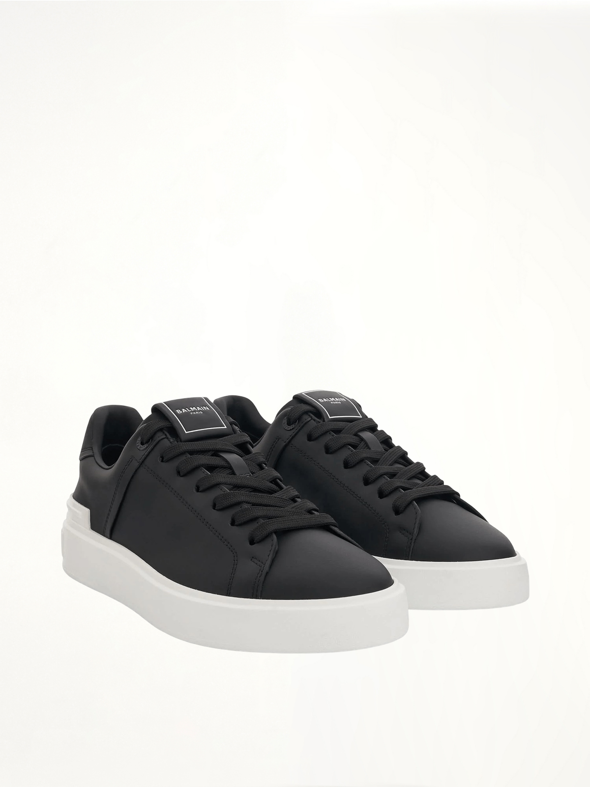 B-Court Calfskin Sneaker in Black/White Front View | BALMAIN