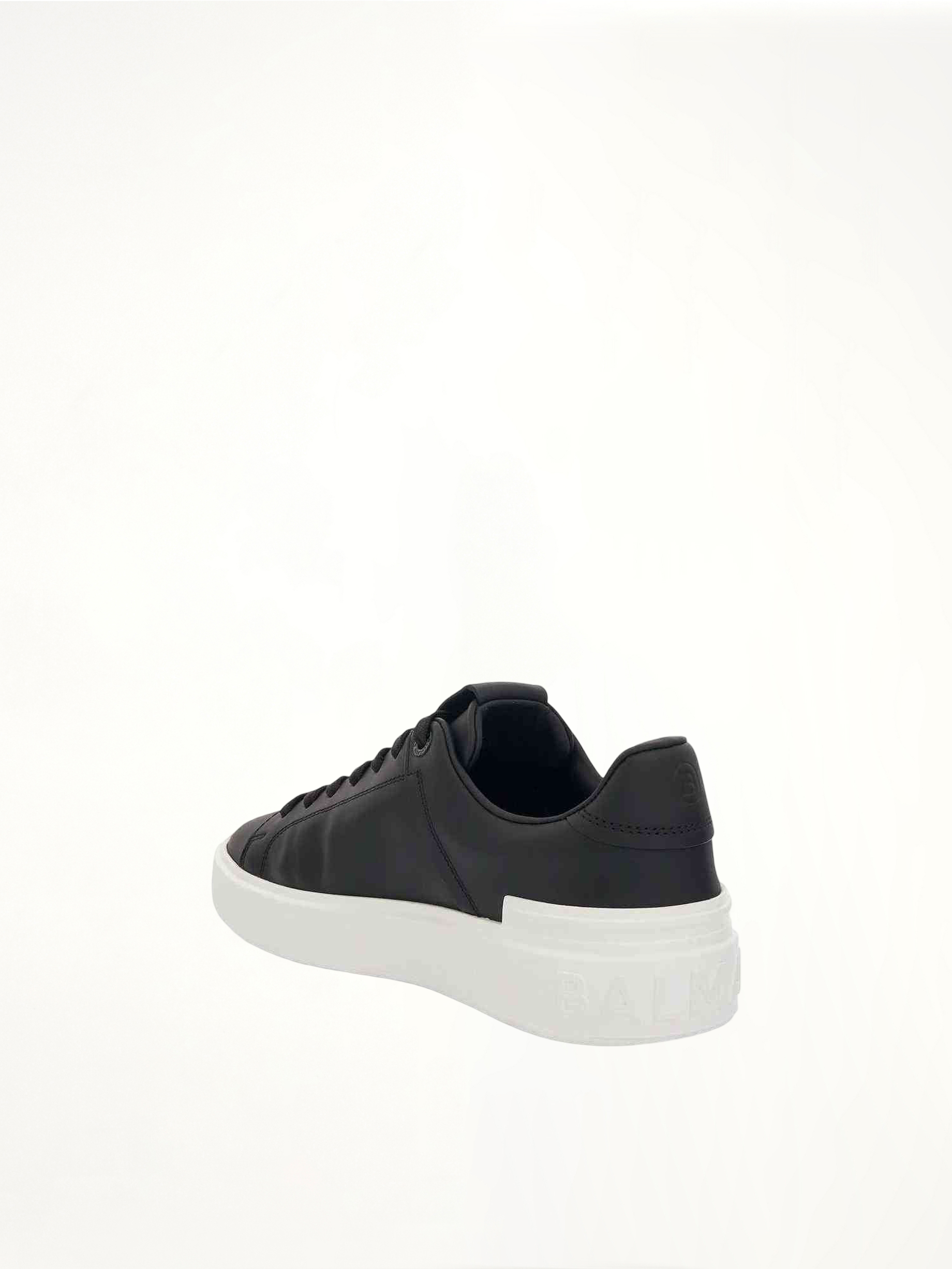 B-Court Calfskin Sneaker in Black/White Back View | BALMAIN