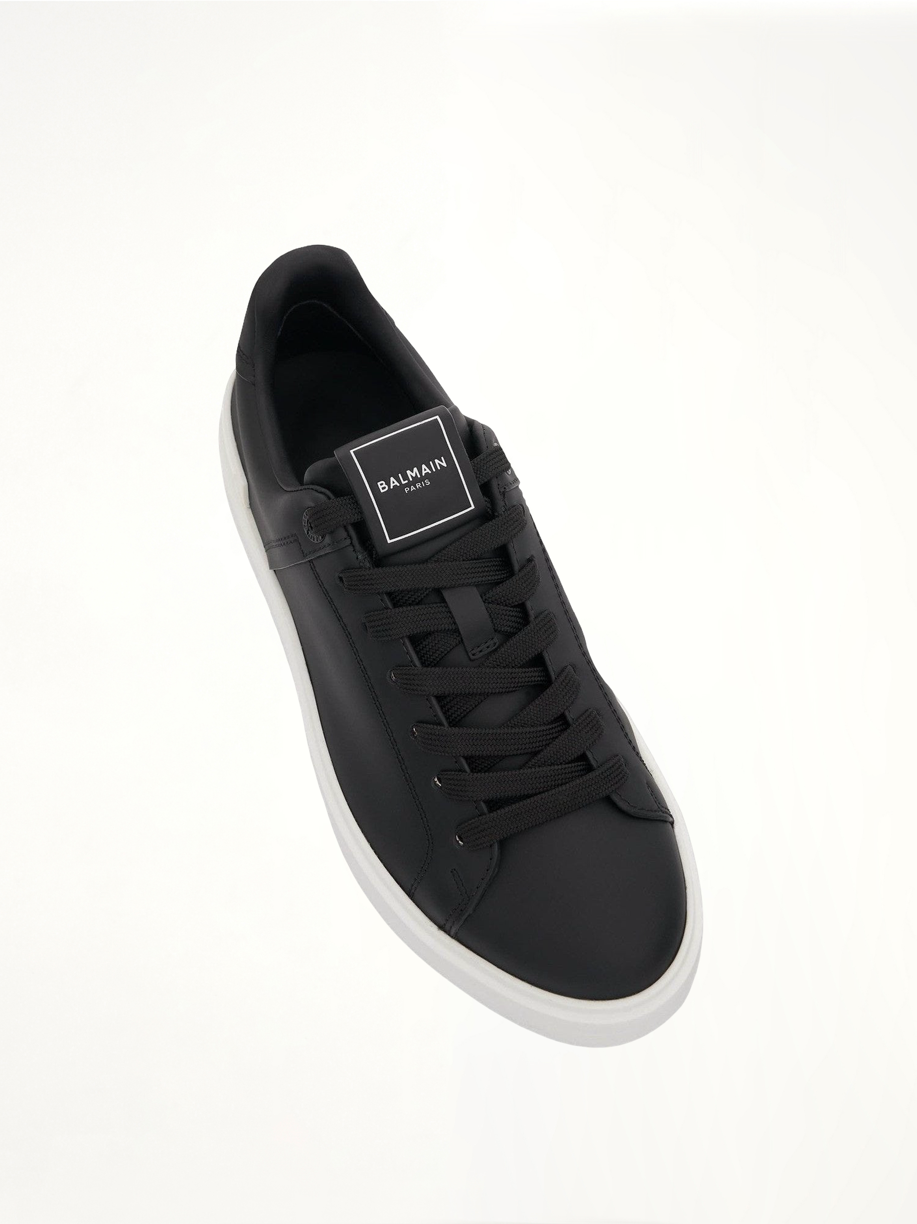 B-Court Calfskin Sneaker in Black/White Top View | BALMAIN