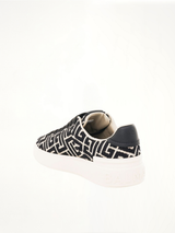 B-Court Monogram Jacquard Sneaker in Ivory/Black Back View | BALMAIN