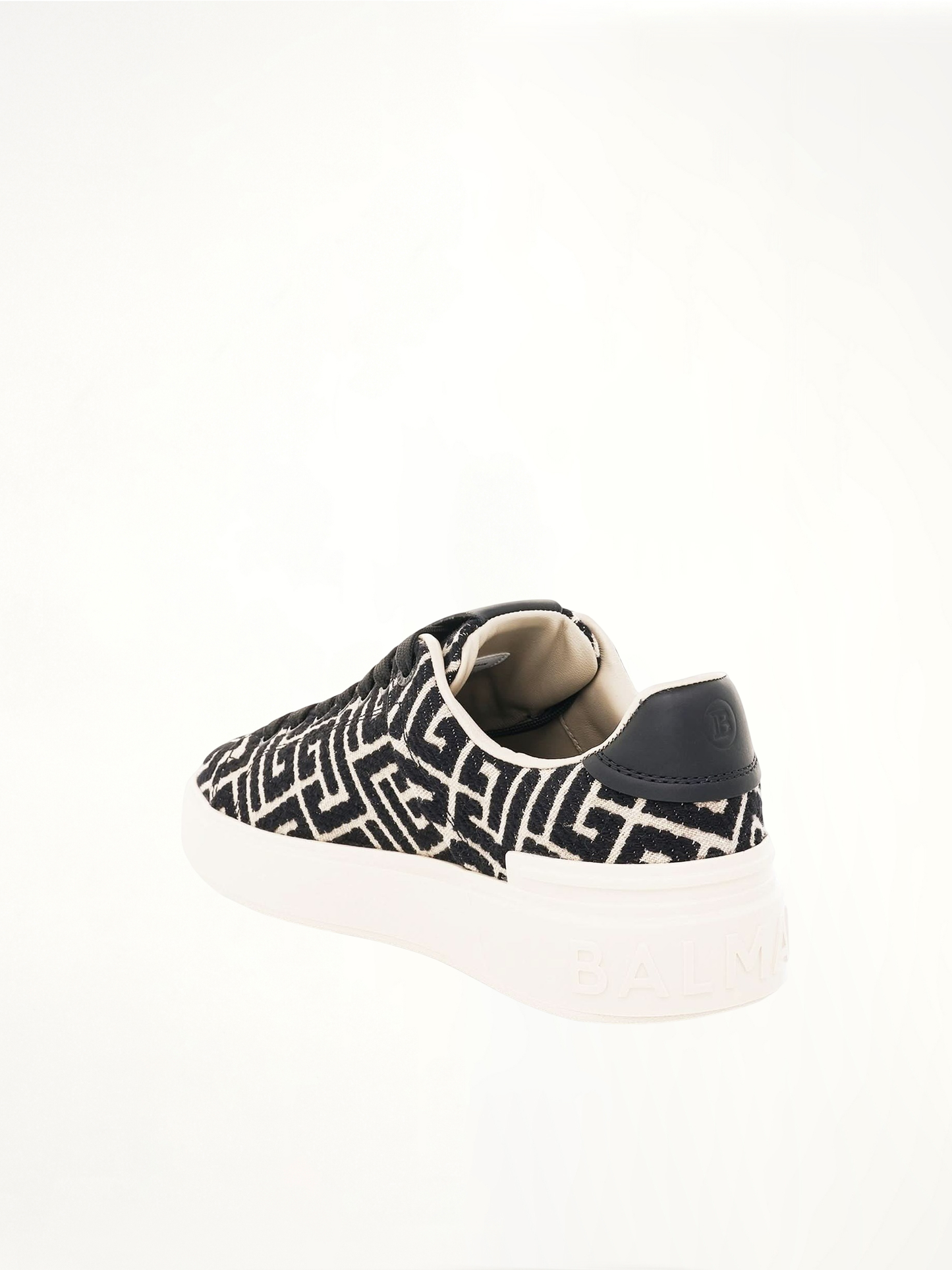 B-Court Monogram Jacquard Sneaker in Ivory/Black