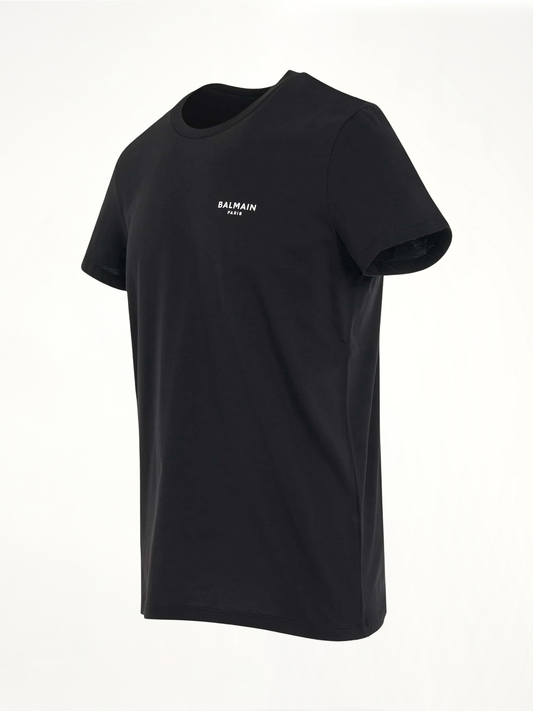 Logo Flock Classic Fit T-Shirt in Black/White