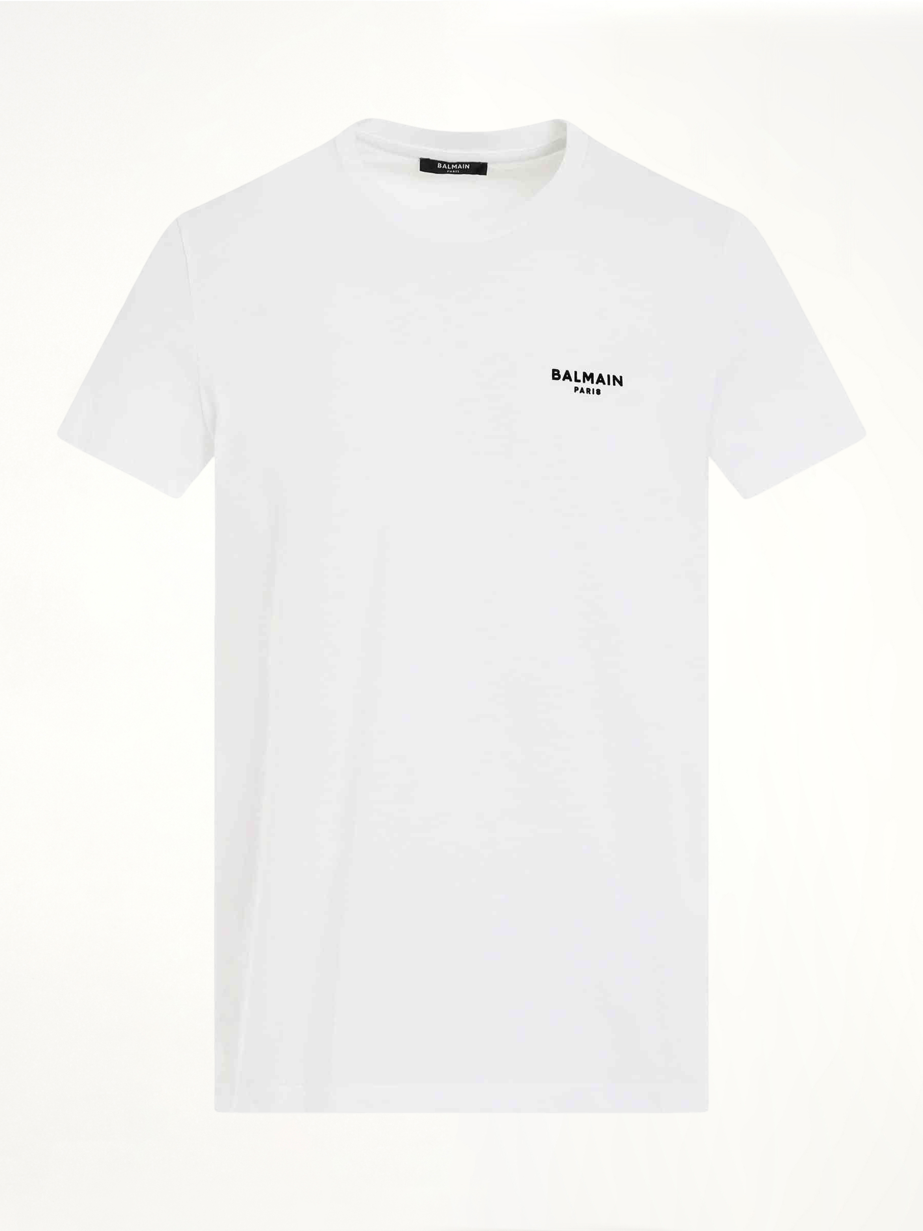 Logo Flock Classic Fit T-Shirt in White/Black
