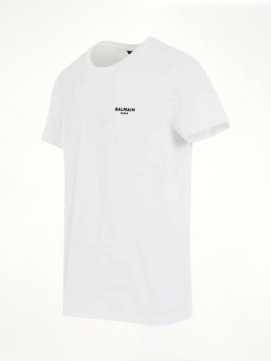 Logo Flock Classic Fit T-Shirt in White/Black