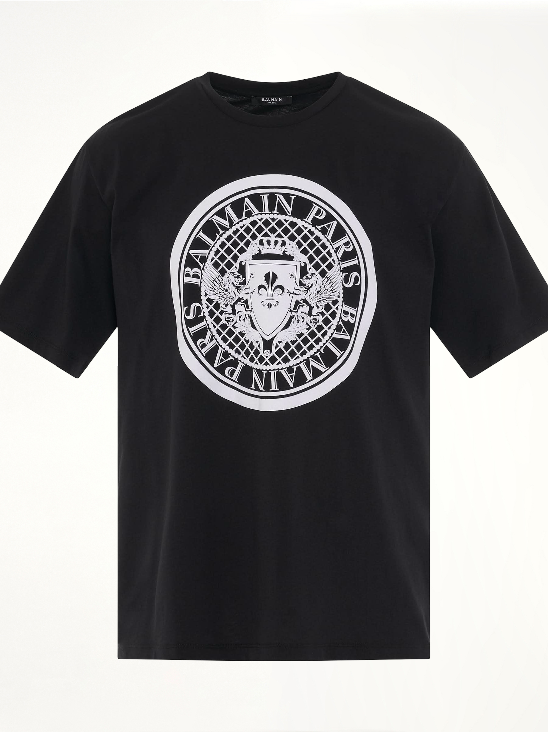 Coin Flock Straight Fit T-Shirt in Black/White