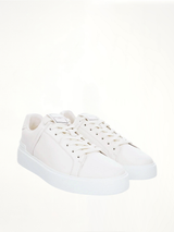 B-Court Calfskin Sneaker in White Front View | BALMAIN