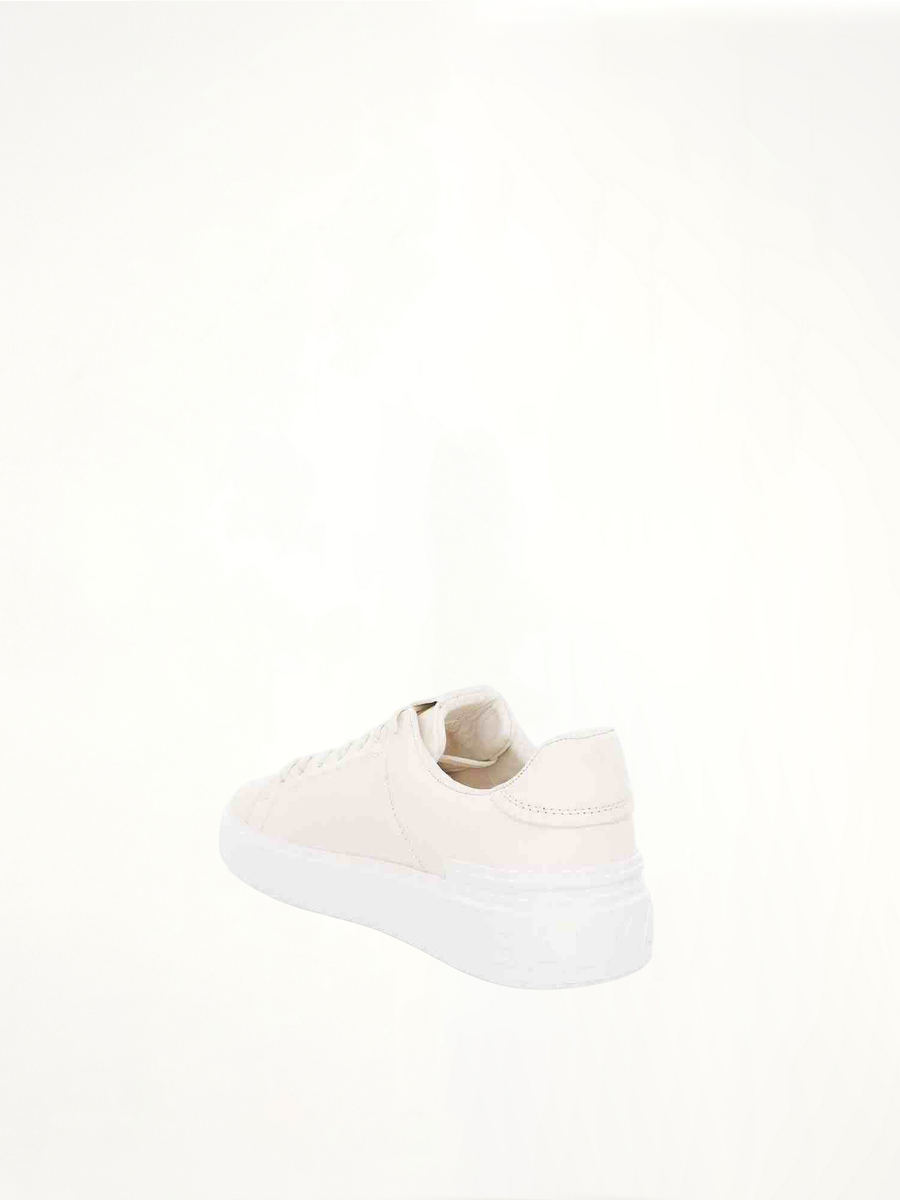B-Court Calfskin Sneaker in White Back View | BALMAIN