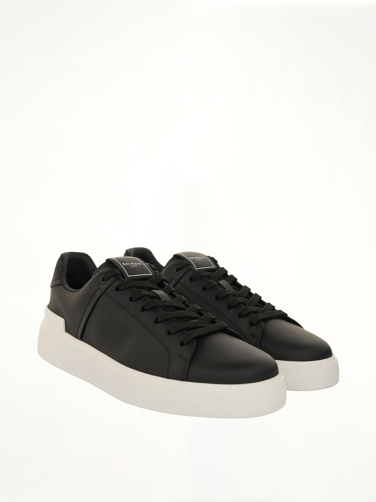 B-Court Calfskin Sneaker in Black/White Front View | BALMAIN