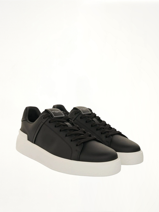 B-Court Calfskin Sneaker in Black/White