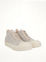 DRKSHDW Low Denim Sneakers in Melange Milk/Milk Front View | RICK OWENS DRKSHDW