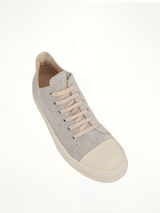 DRKSHDW Low Denim Sneakers in Melange Milk/Milk Top View | RICK OWENS DRKSHDW