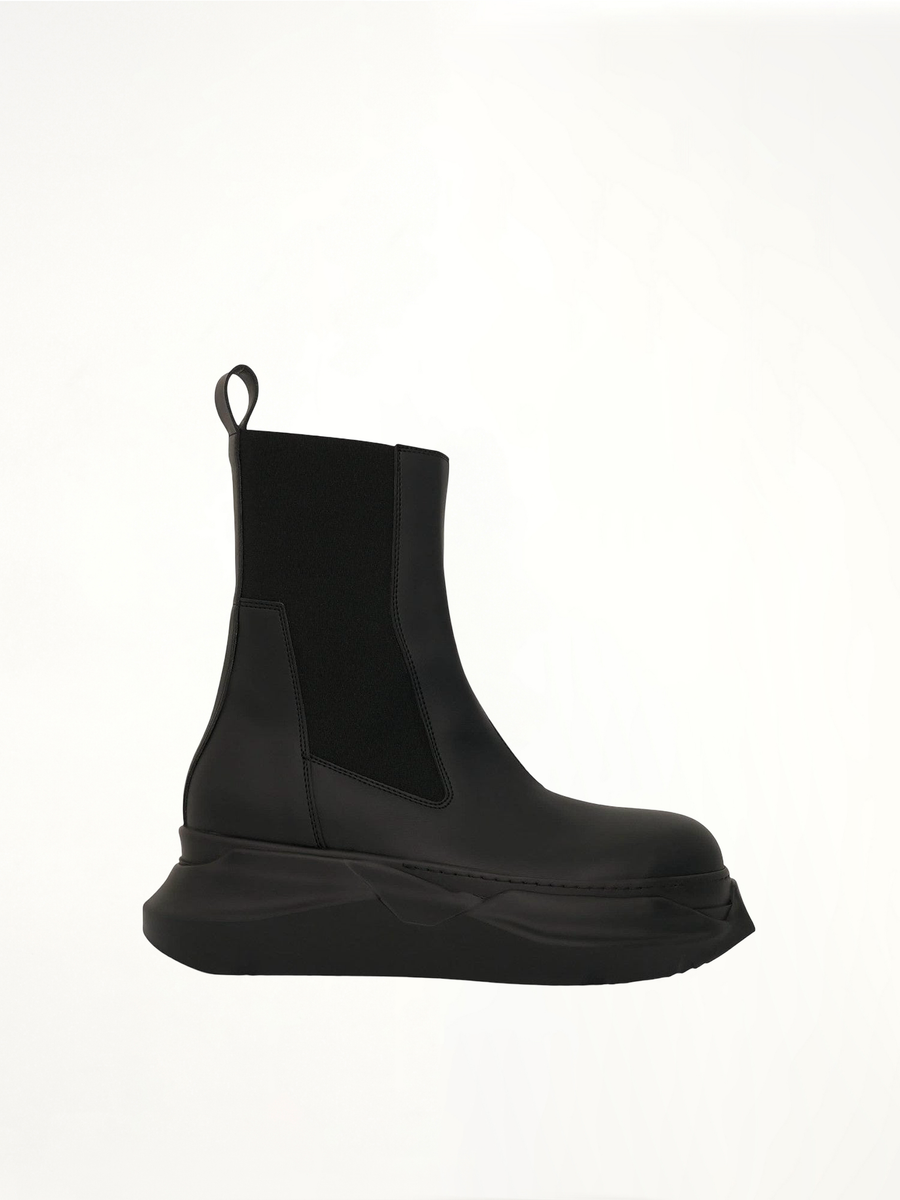 DRKSHDW Woven Beatle Abstract Boots in Black Side View | RICK OWENS DRKSHDW