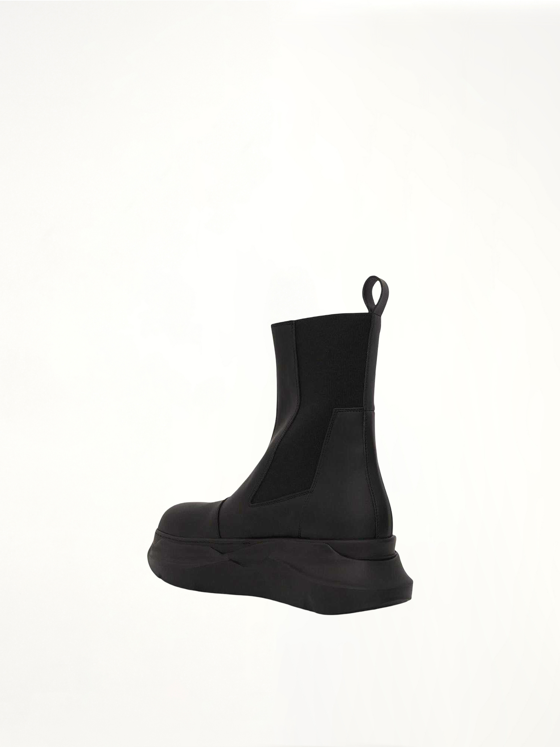 DRKSHDW Woven Beatle Abstract Boots in Black Back View | RICK OWENS DRKSHDW