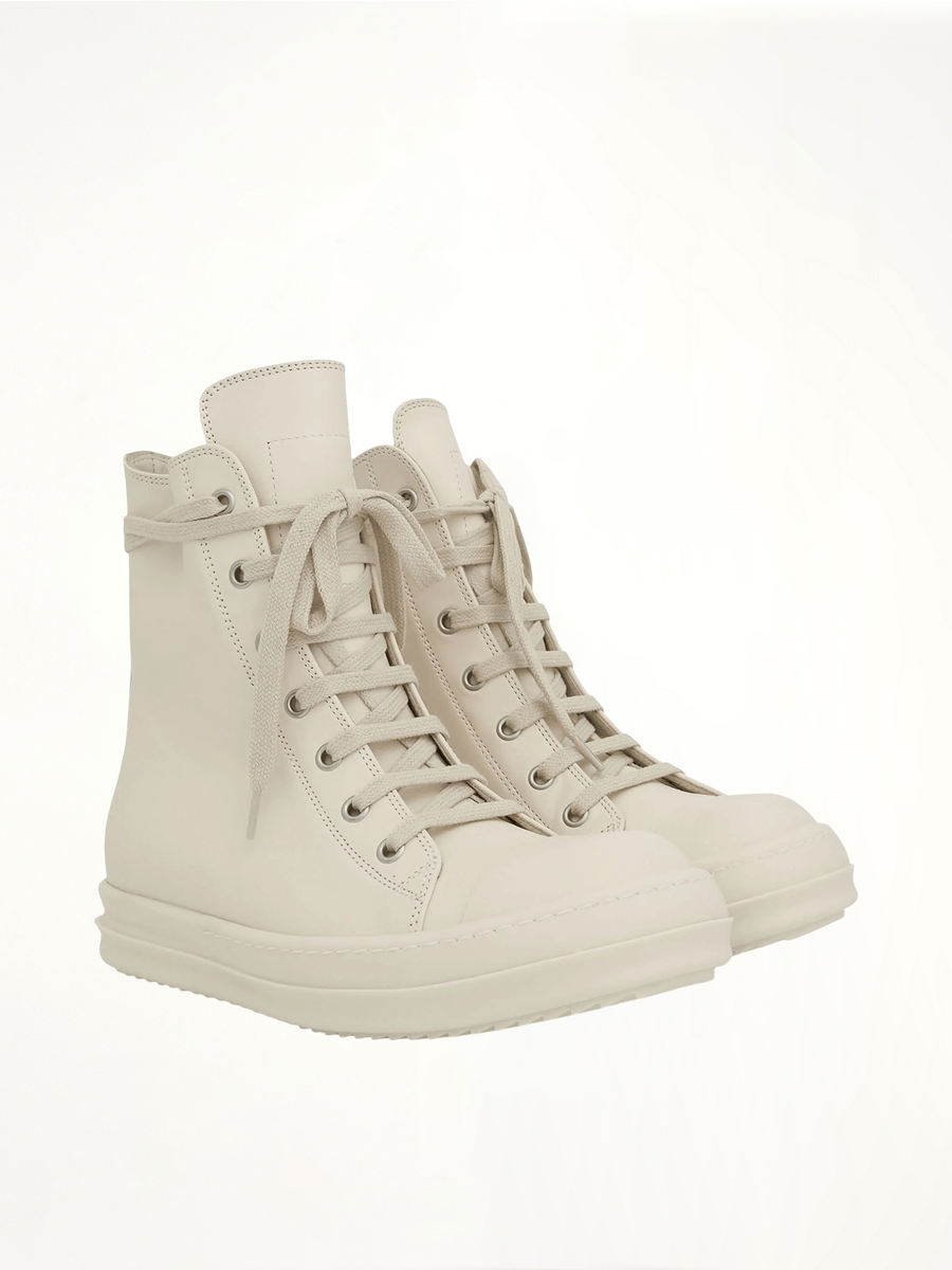 EDFU Leather Sneakers in Milk Front View | RICK OWENS