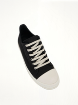 Low Greywolf Leather Sneakers in Black/Milk Top View | RICK OWENS