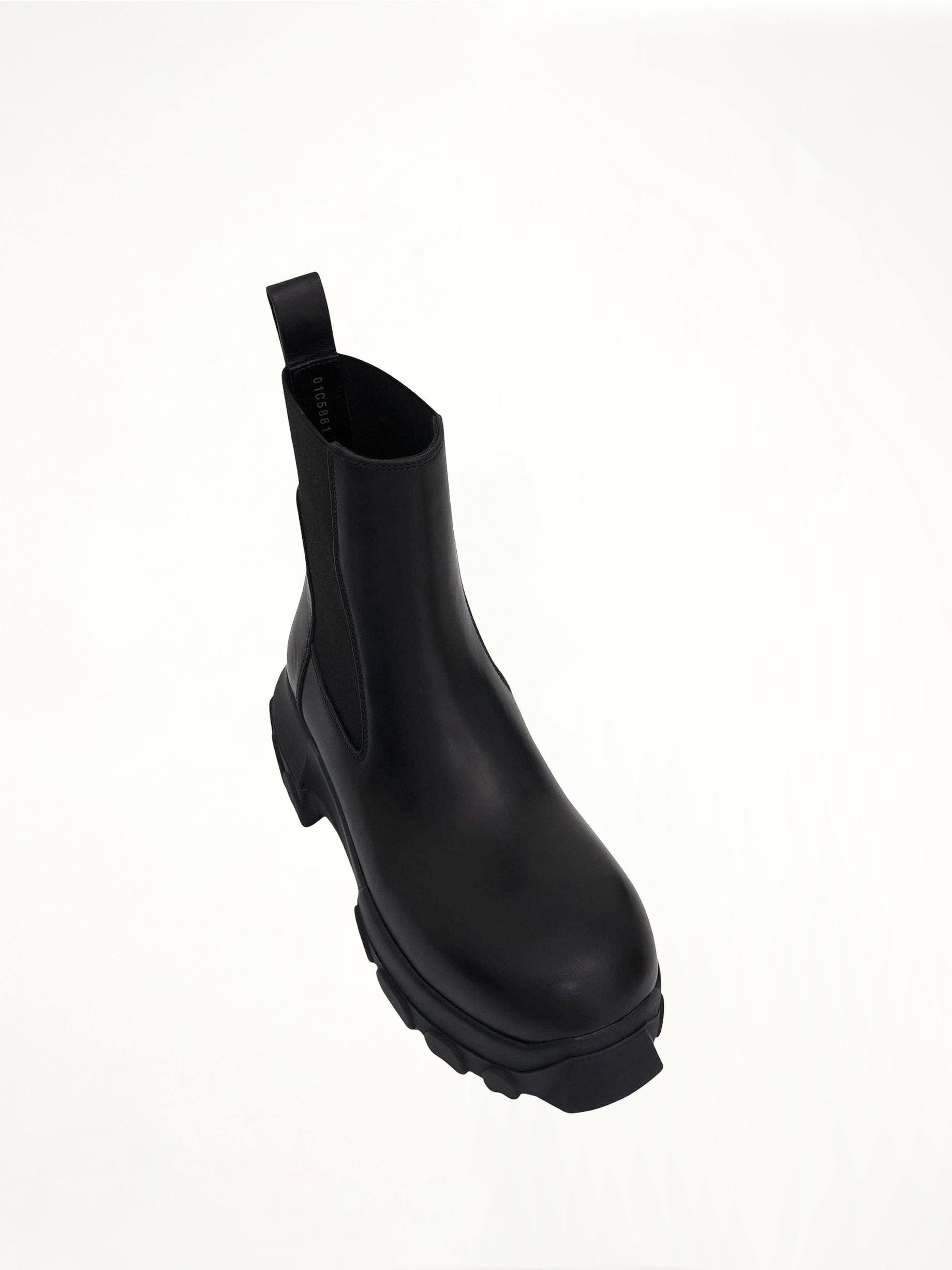 Beatle Bozo Tractor Leather Boots in Black Back View | RICK OWENS