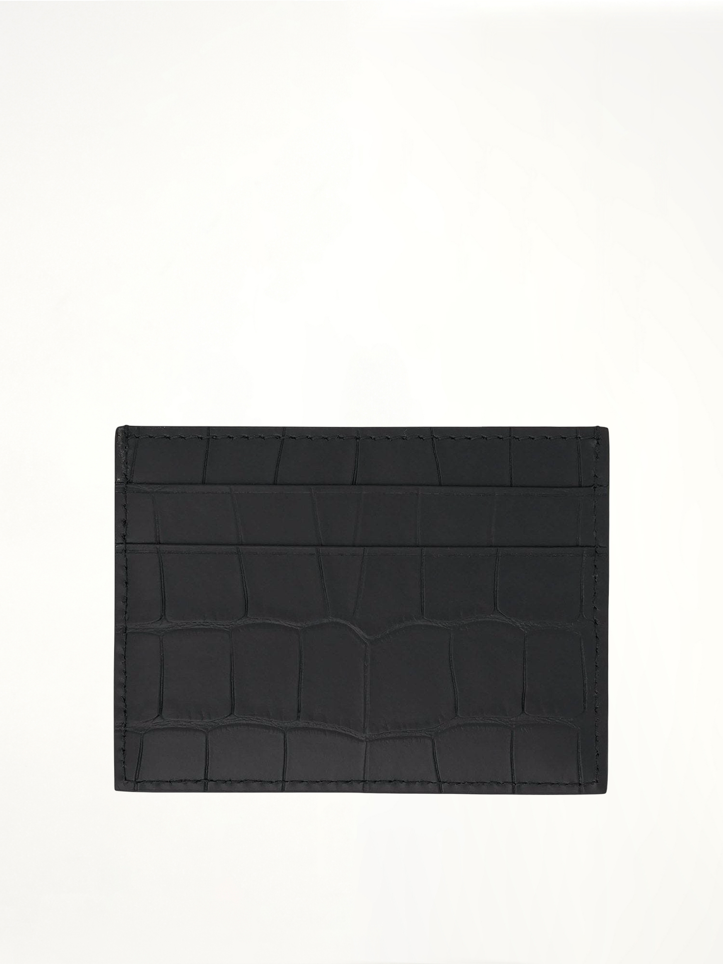 Croco Calf Leather Cash Card Holder in Black/White