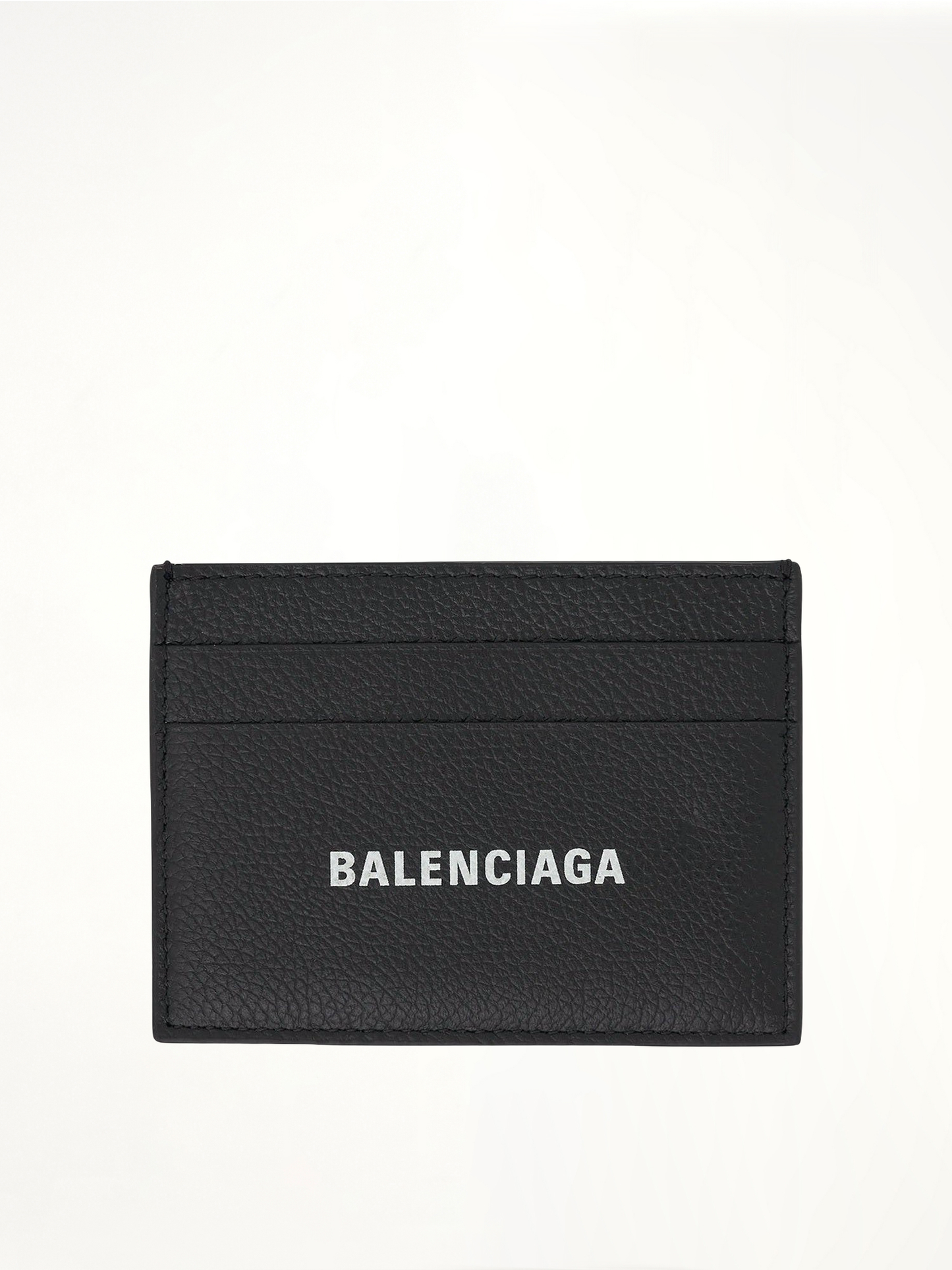 Grained Leather Cash Card Holder in Black/White