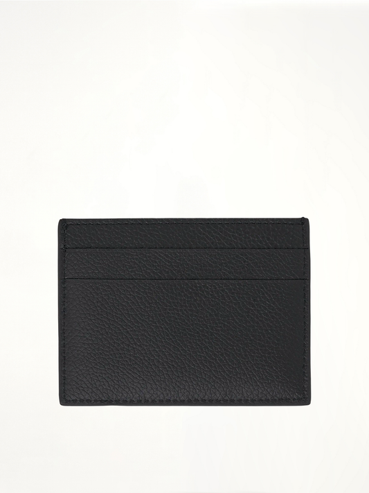 Grained Leather Cash Card Holder in Black/White