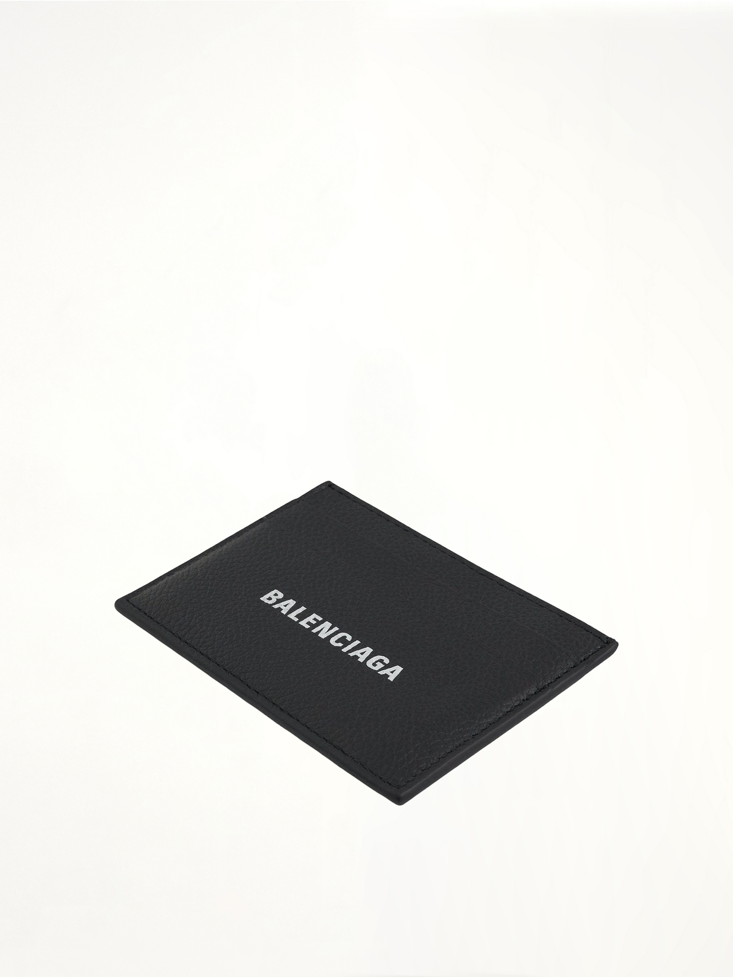Grained Leather Cash Card Holder in Black/White