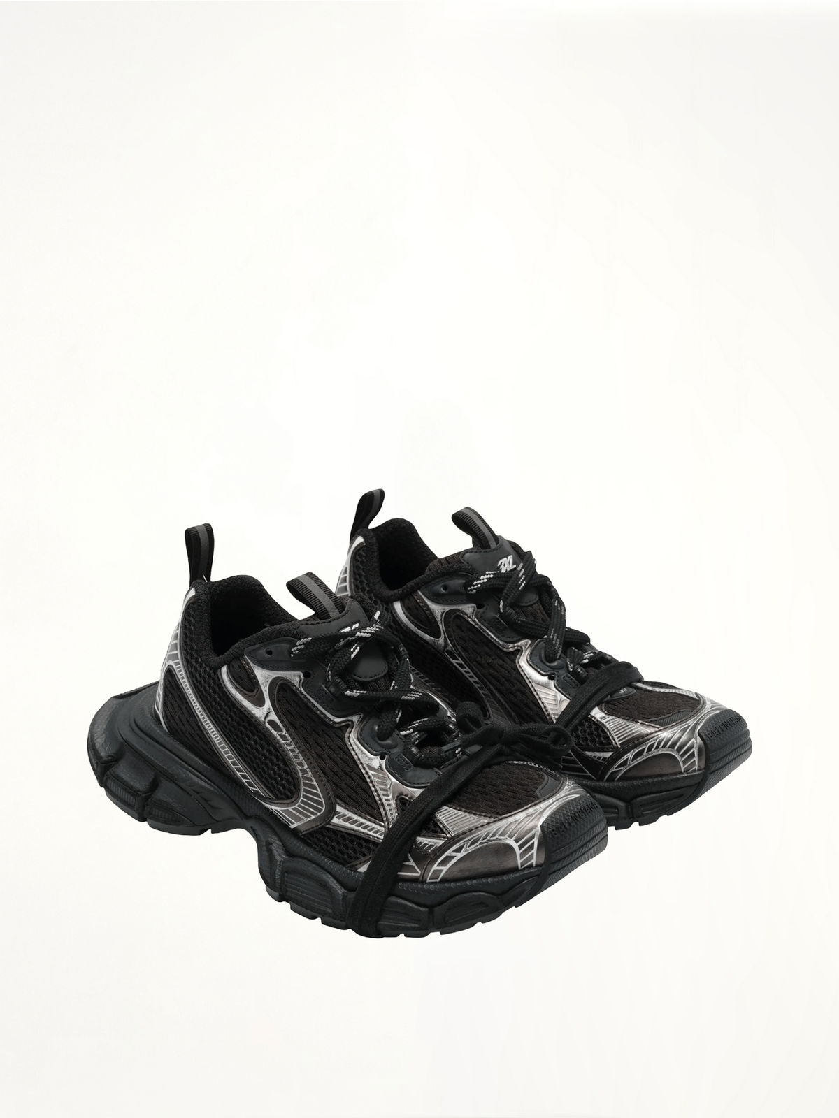 3XL Sneakers in Black/White Front View | BALENCIAGA