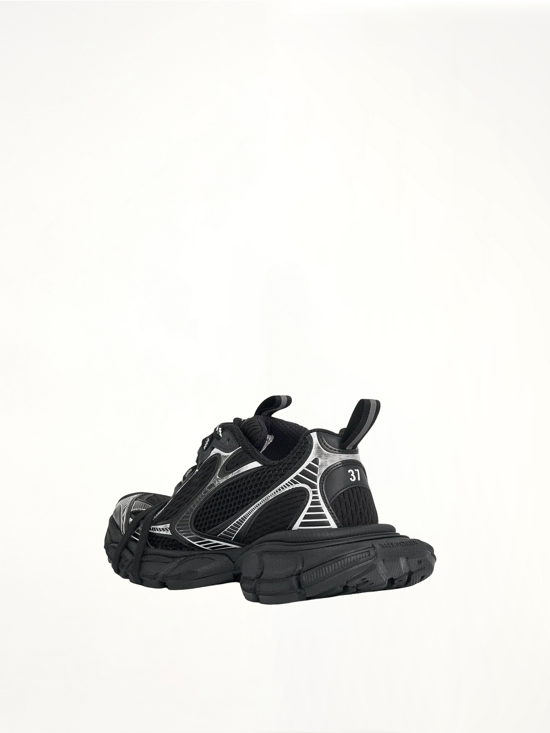 3XL Sneakers in Black/White Back View | BALENCIAGA