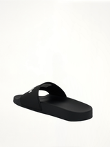 3D Logo Pool Slide Sandal in Black/White Back View | BALENCIAGA