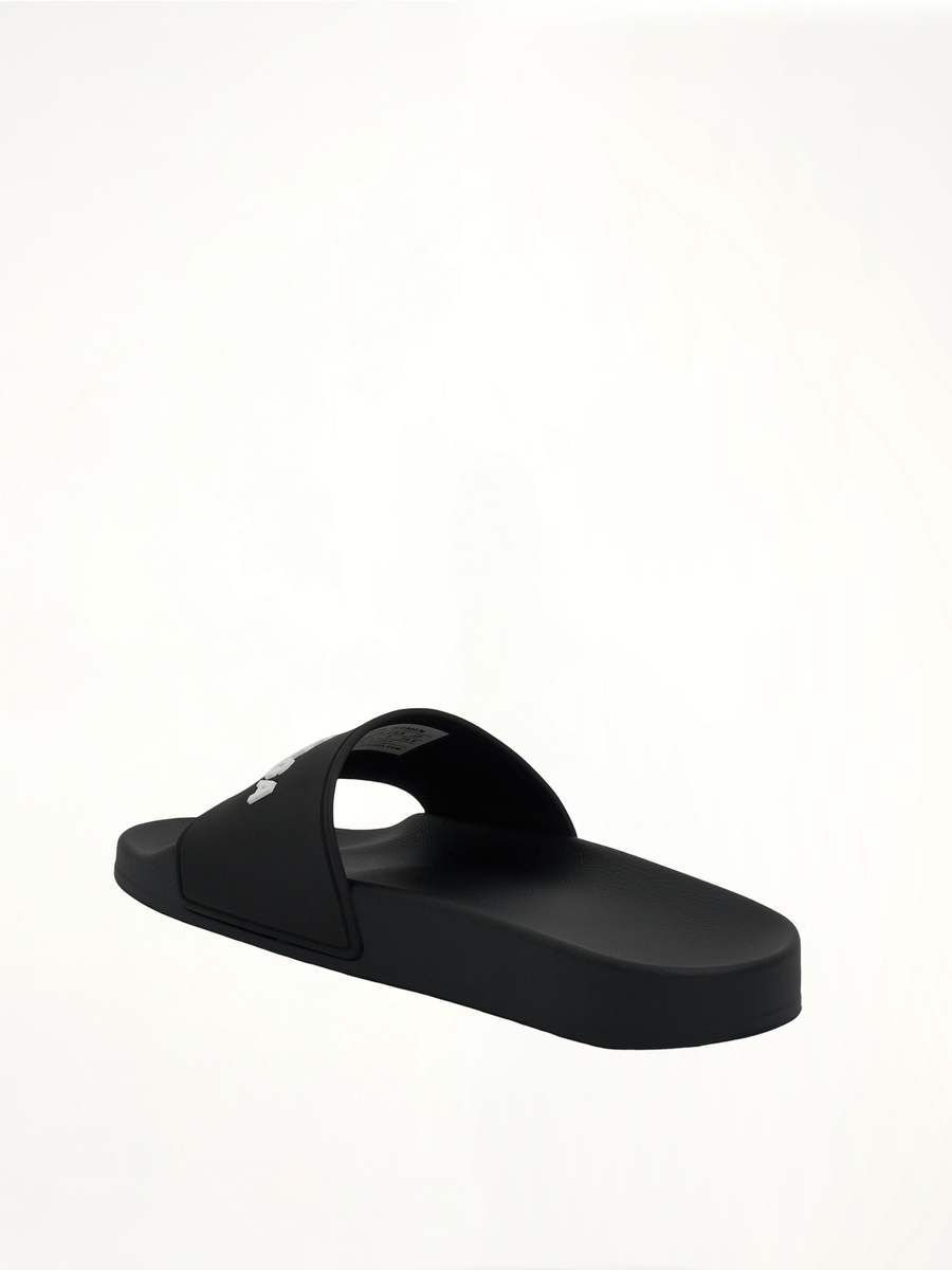 3D Logo Pool Slide Sandal in Black/White Back View | BALENCIAGA