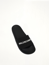 3D Logo Pool Slide Sandal in Black/White Top View | BALENCIAGA
