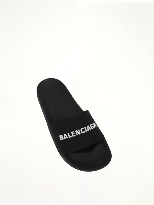 3D Logo Pool Slide Sandal in Black/White