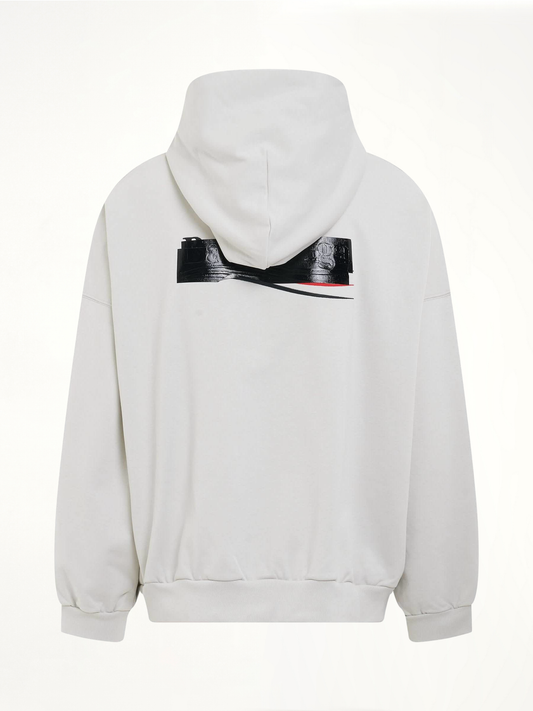 Gaffer Oversized Hoodie in Ecru/Black/Red