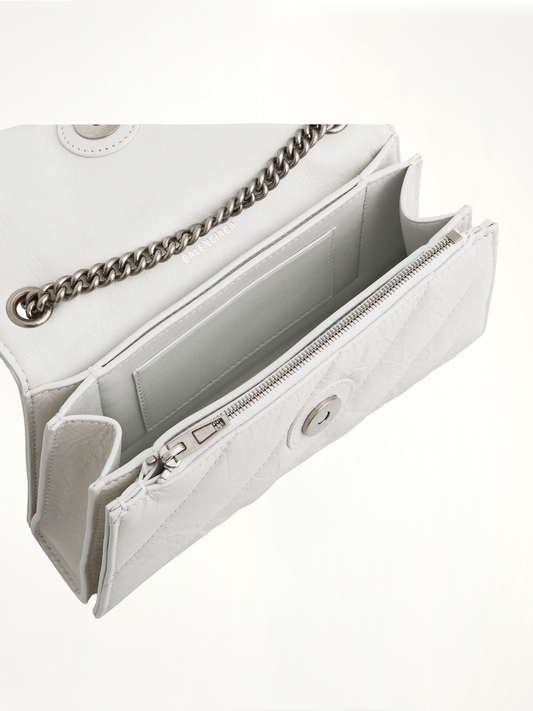 Crush XS Chain Quilted Bag in Optic White