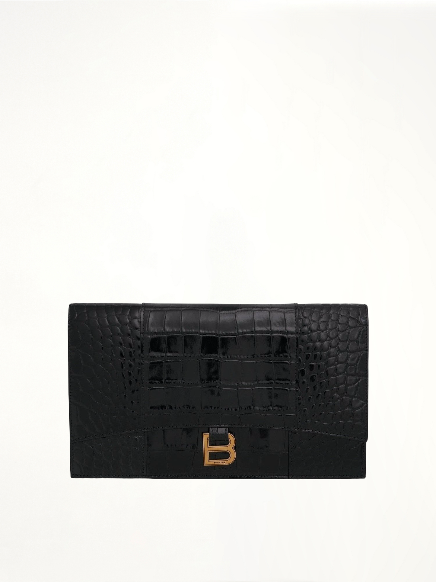 Hourglass Flat Pouch With Flap in Black