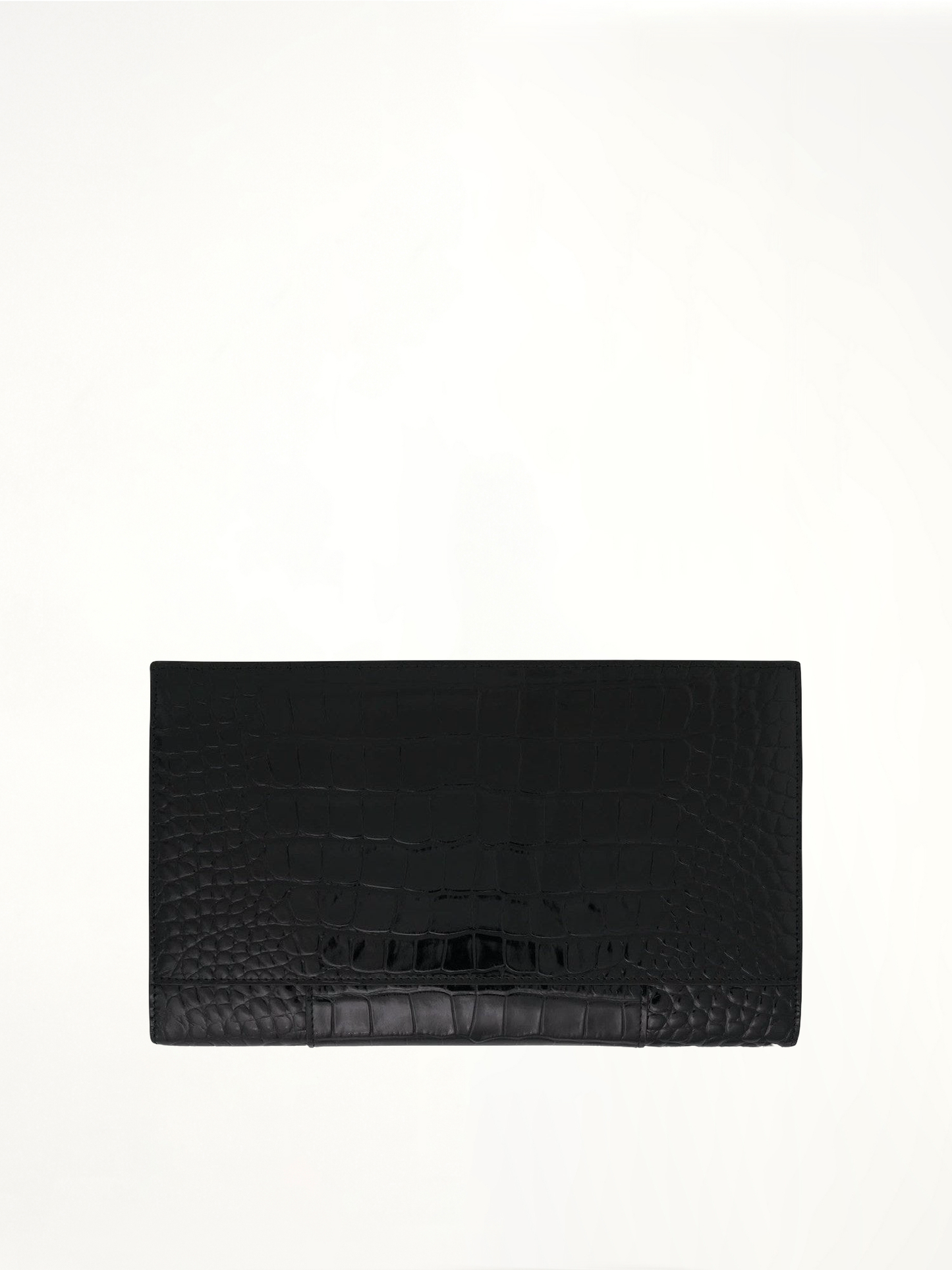 Hourglass Flat Pouch With Flap in Black