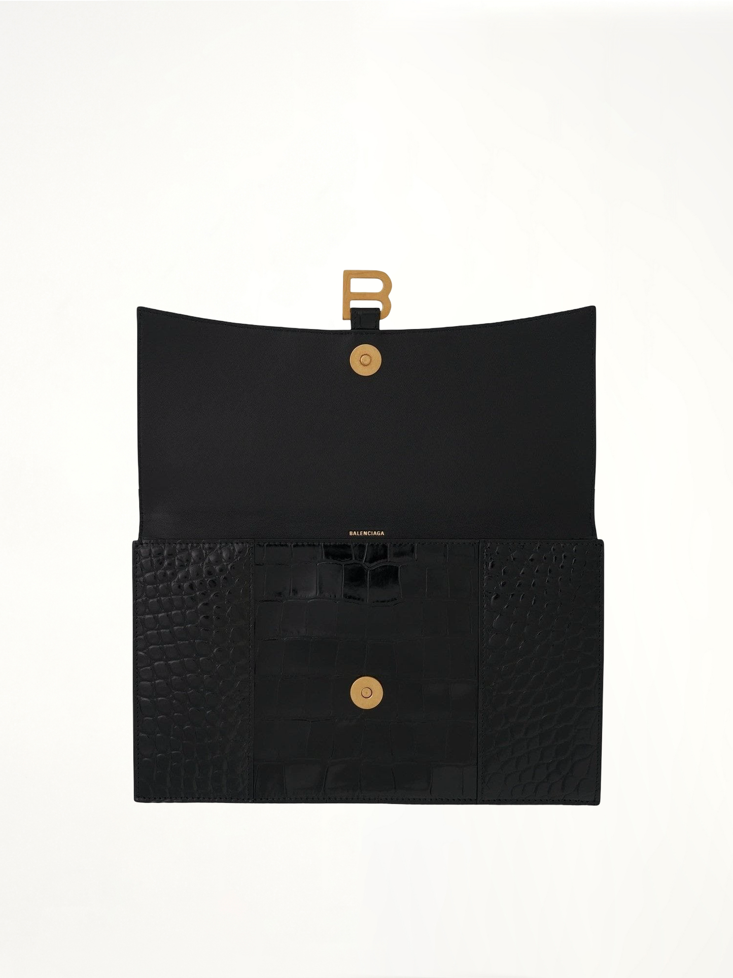 Hourglass Flat Pouch With Flap in Black