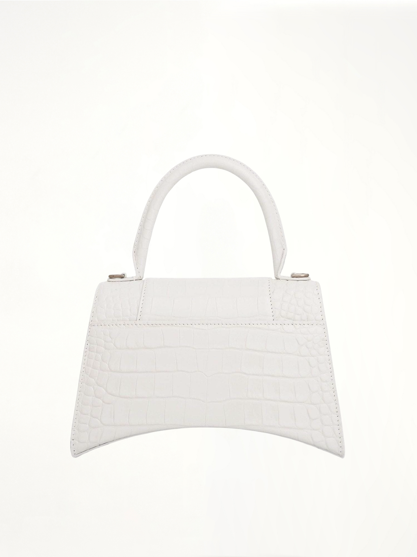 Hourglass Small Croco Embossed Bag in White
