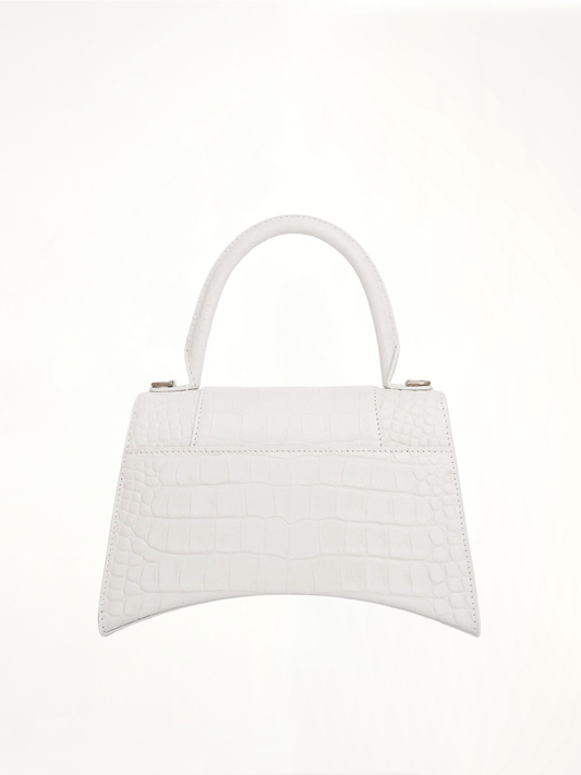 Hourglass Small Croco Embossed Bag in White