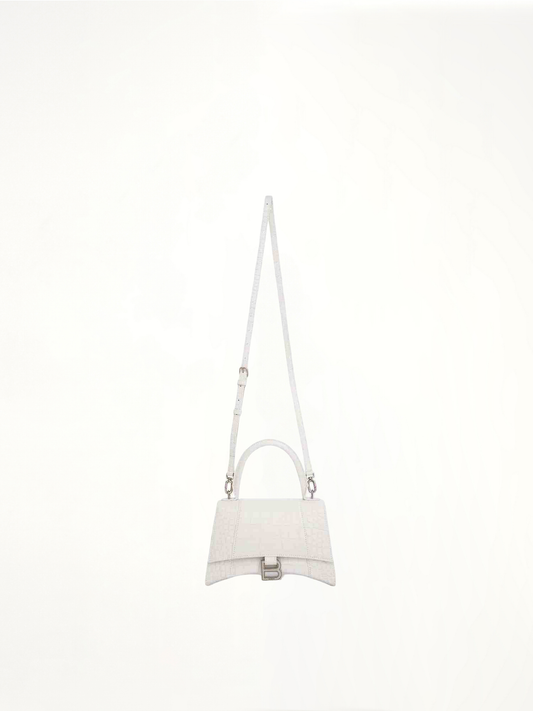 Hourglass Small Croco Embossed Bag in White