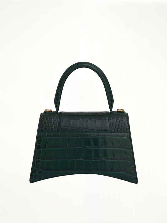 Hourglass Small Croco Embossed Bag in Forest Green