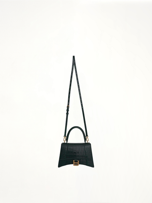 Hourglass Small Croco Embossed Bag in Forest Green