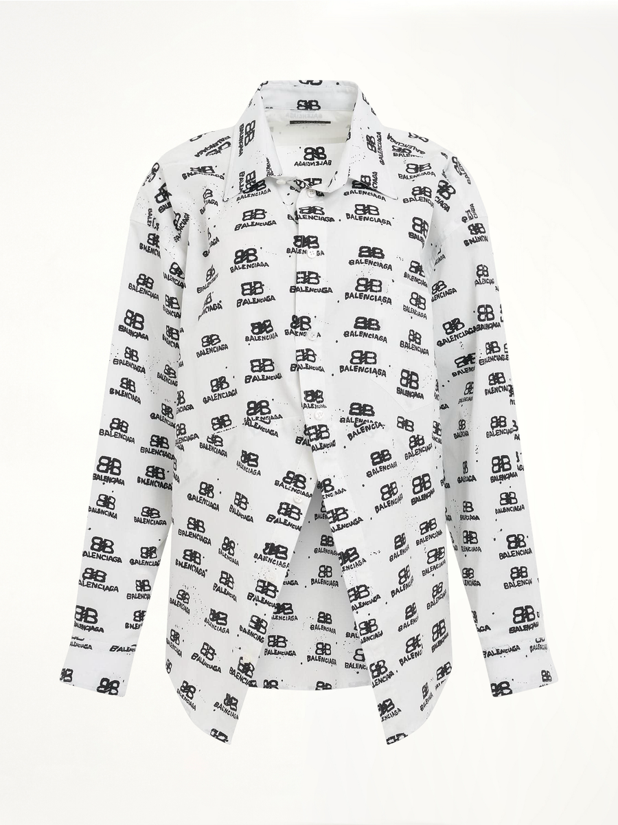 Hand Drawn BB Icon Swing Shirt in White/Black