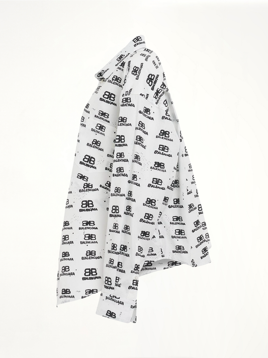 Hand Drawn BB Icon Swing Shirt in White/Black