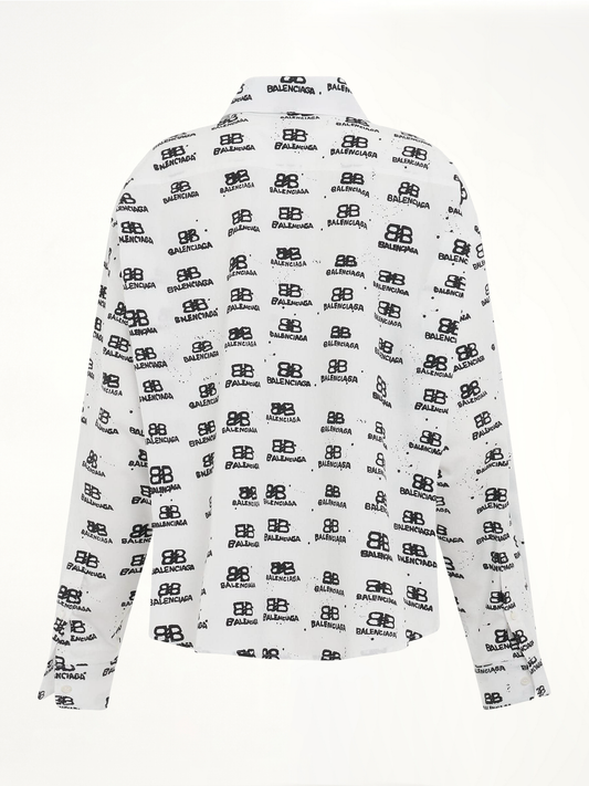 Hand Drawn BB Icon Swing Shirt in White/Black