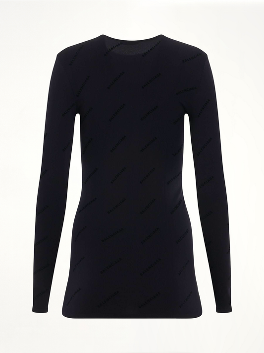 All Over Logo Flock Top in Black